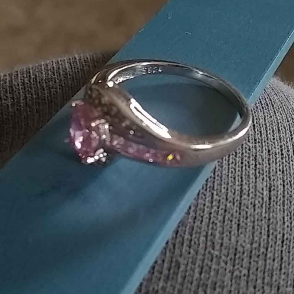 Solid Sterling Silver 925 Ring With Pink Stone - image 6